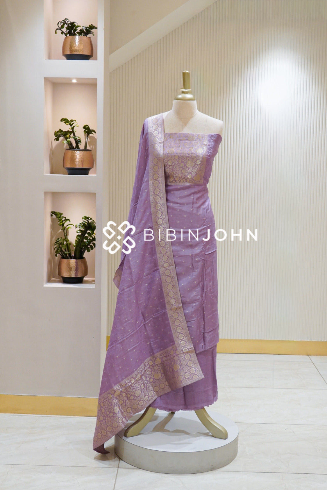 Banarasi Unstitched Salwar Suit Material Pastel Lavender Purple BJ1893