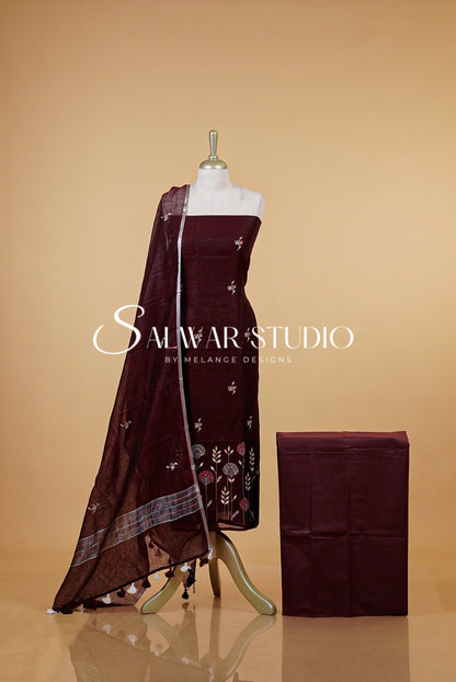 Linen Embroidery Unstitched Salwar Suits AC0055