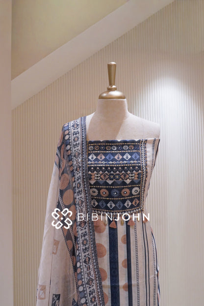 Art Linen Embroidery Unstitched Salwar Suit Material BJ1729