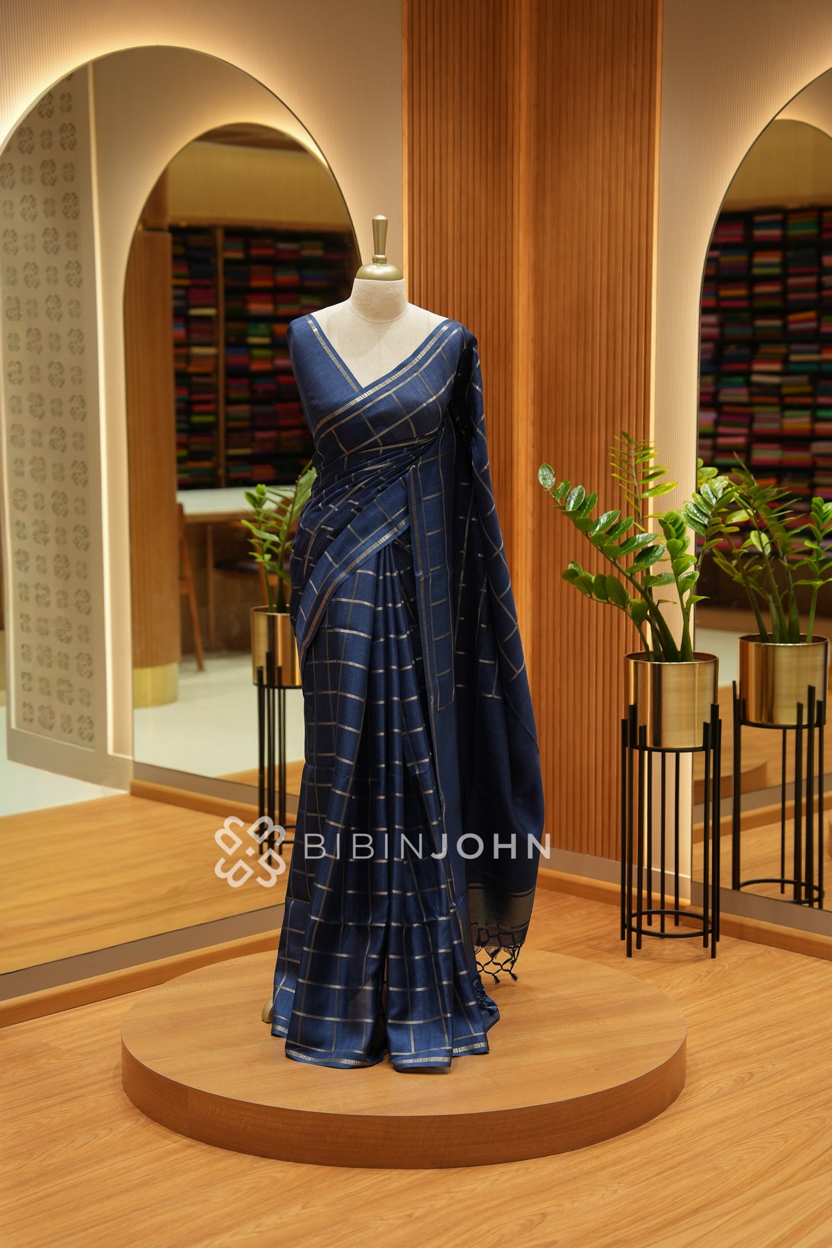 Semi Tussar Weaving Saree For Women Royal Navy Blue BJ2329