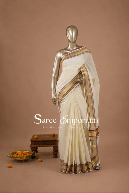 Cotton Kasavu sarees MDS0032