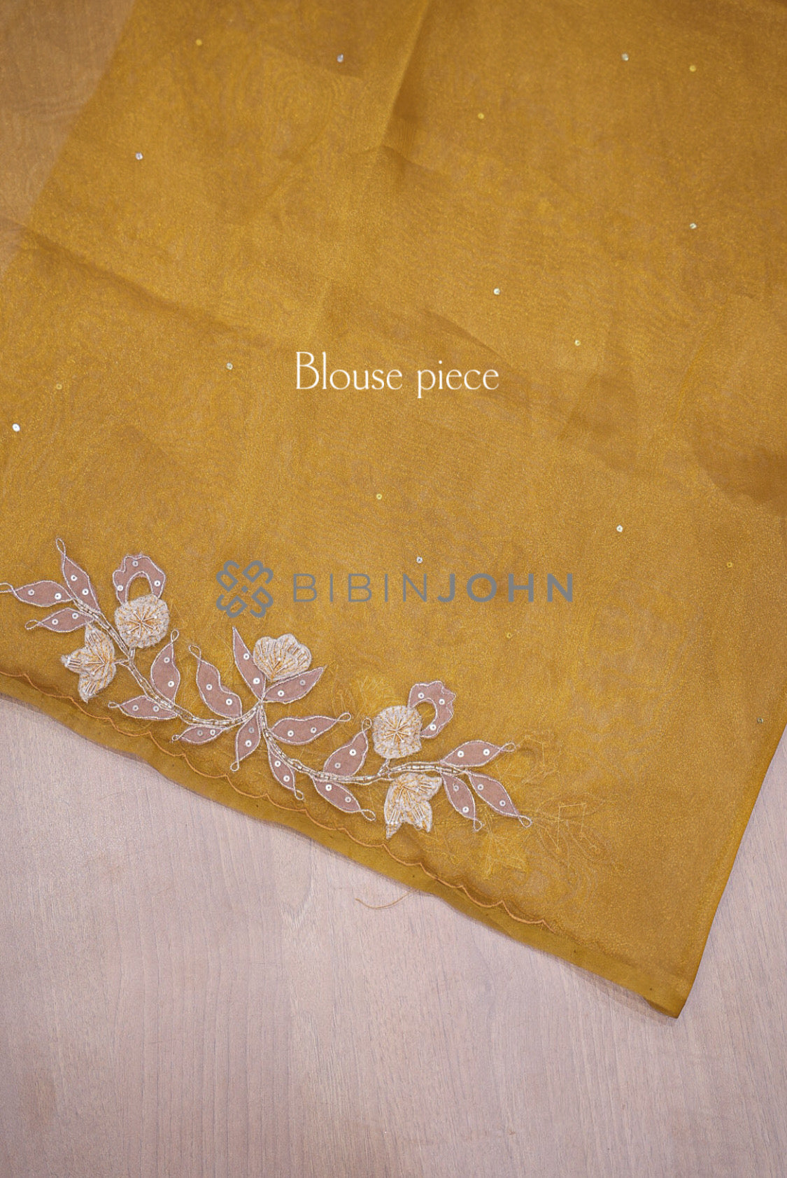 Tissue Organza Embroidery Saree For Women Mustard Gold blouse piece