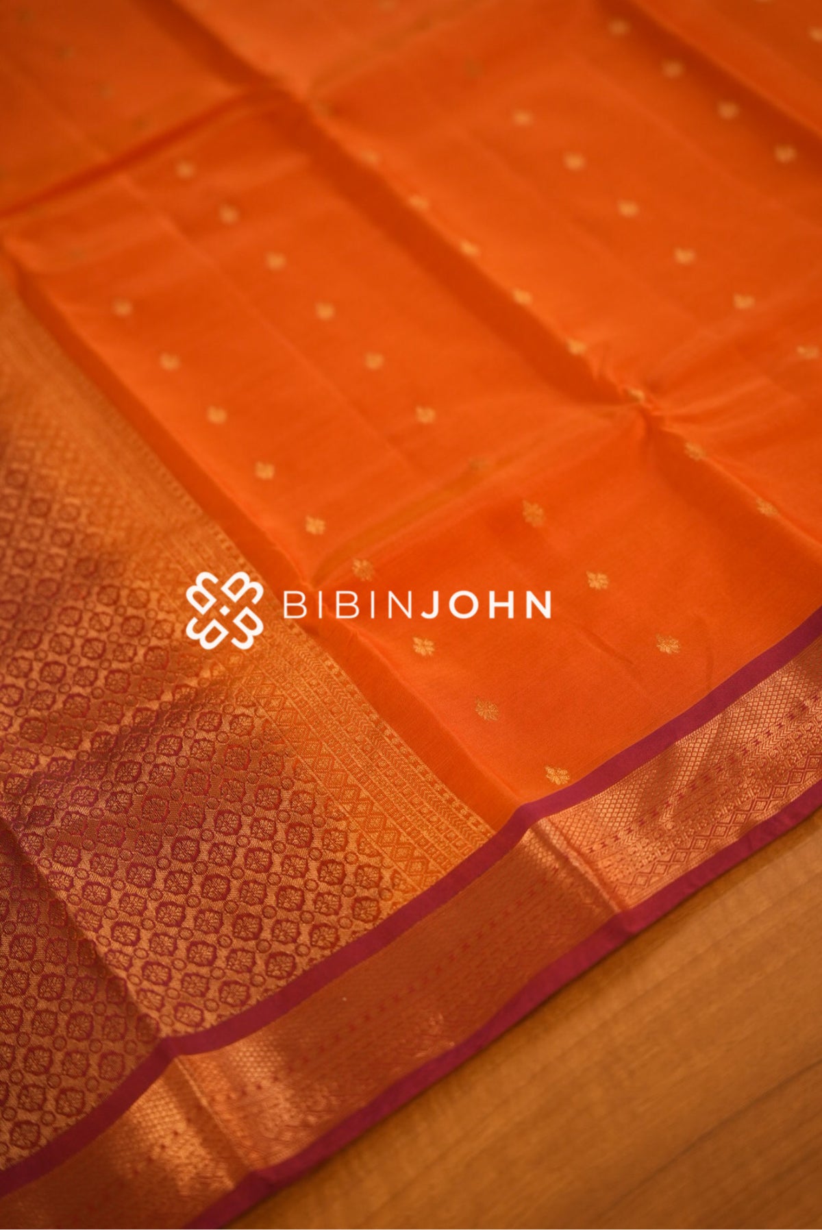 Semi Silk Saree For Women Vibrant Orange BJ2380