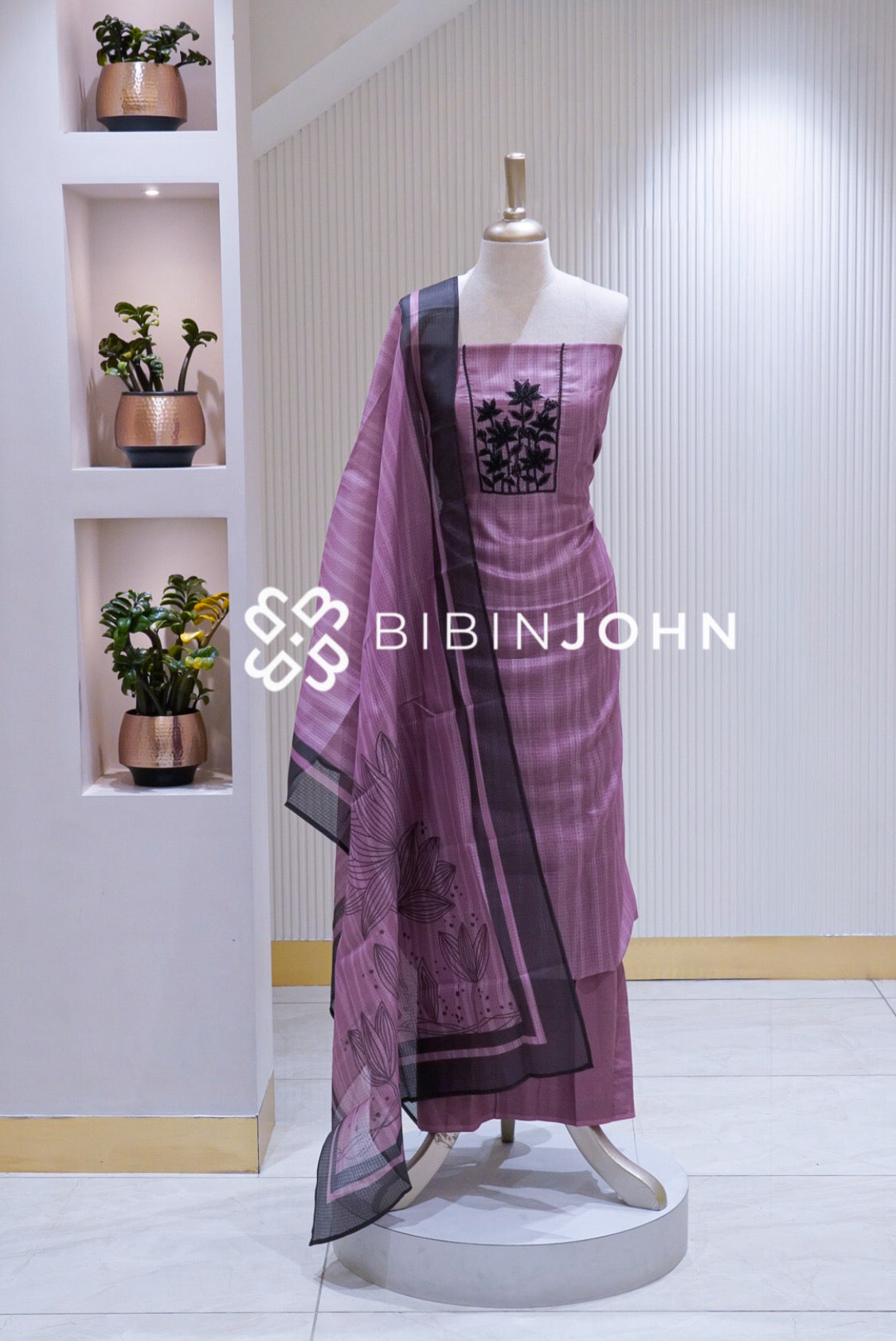 Cotta Embroidery Unstitched Salwar Suit Material Dusty Mauve Pink BJ1727