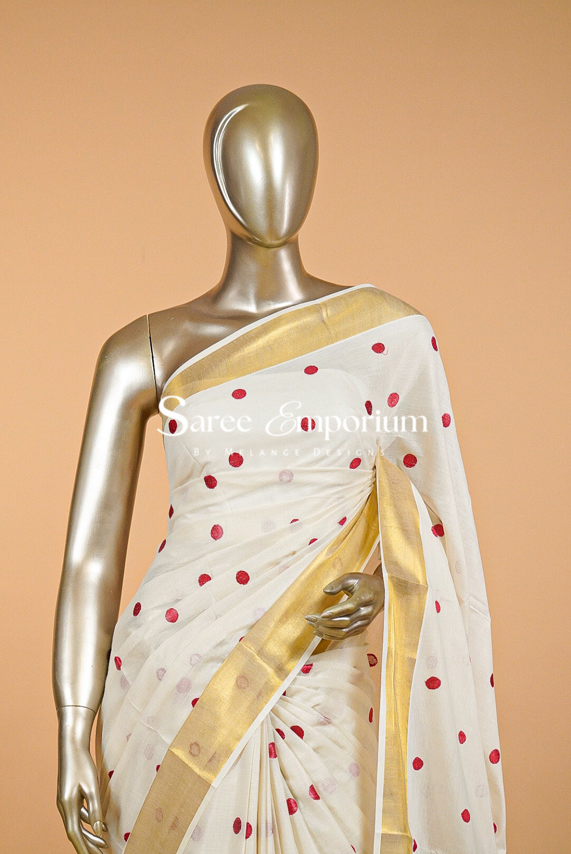 Cotton Kasavu Embroidery Saree MDS0198