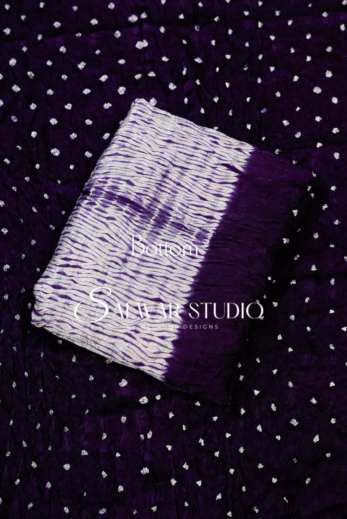 Pure Bandhani Unstitched Salwar Suit Dress Material Deep Purple AC0313