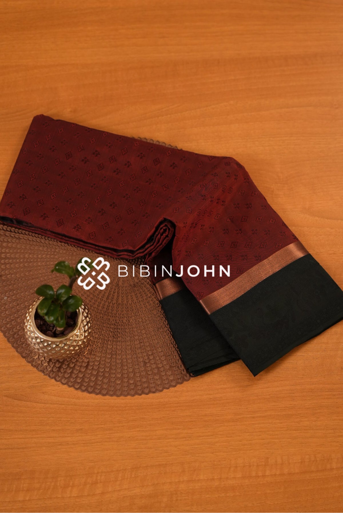 Semi Silk Saree For Women Rust Maroon BJ2343