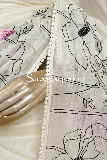Tissue Embroidery Saree MDS0209