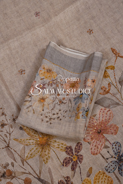 Art Linen Embroidery Unstitched Salwar Suits AC0066