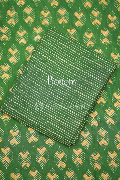 Printed Cotton Unstitched Salwar Suit Material Green  BOTTOM