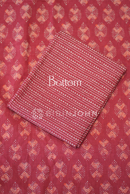 Printed Cotton Unstitched Salwar Suit Dress Material Crimson Red BOTTOM