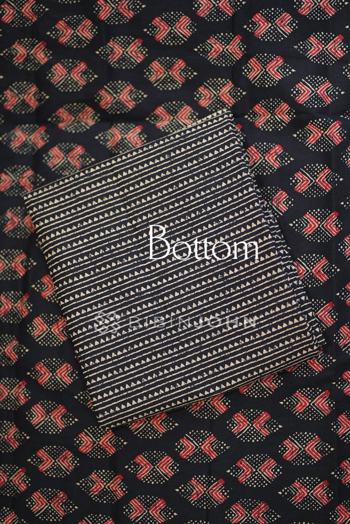 Printed Cotton Unstitched Salwar Suit Dress Material Black  BOTTOM