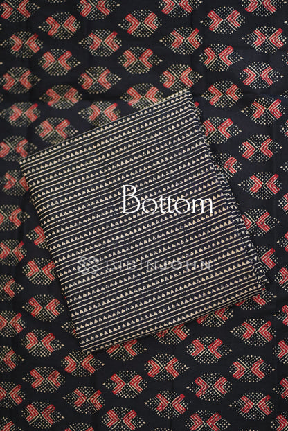 Printed Cotton Unstitched Salwar Suit Dress Material Black  BOTTOM