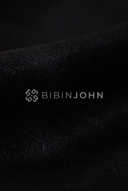 Pure Linen Fabric Black 25 LEA BJ0576