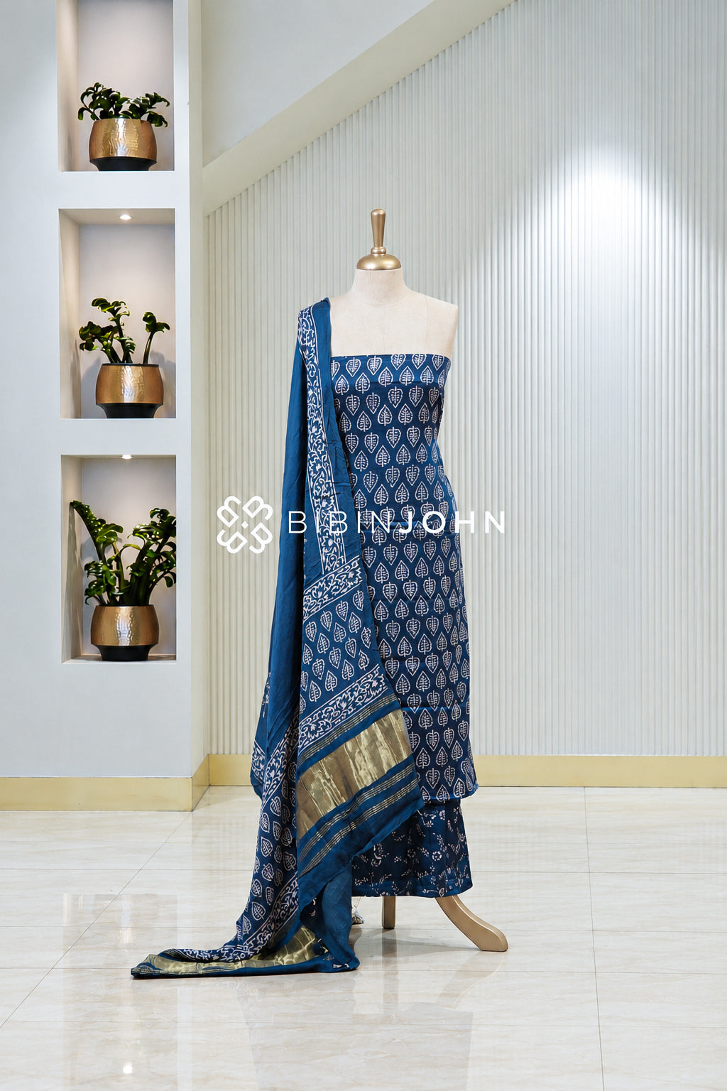Printed Modal Unstitched Salwar Suit Dress Material Royal Blue BJ1827