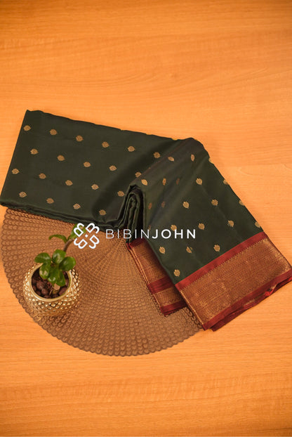Silk Saree For Women Dark Bottle Green BJ2406