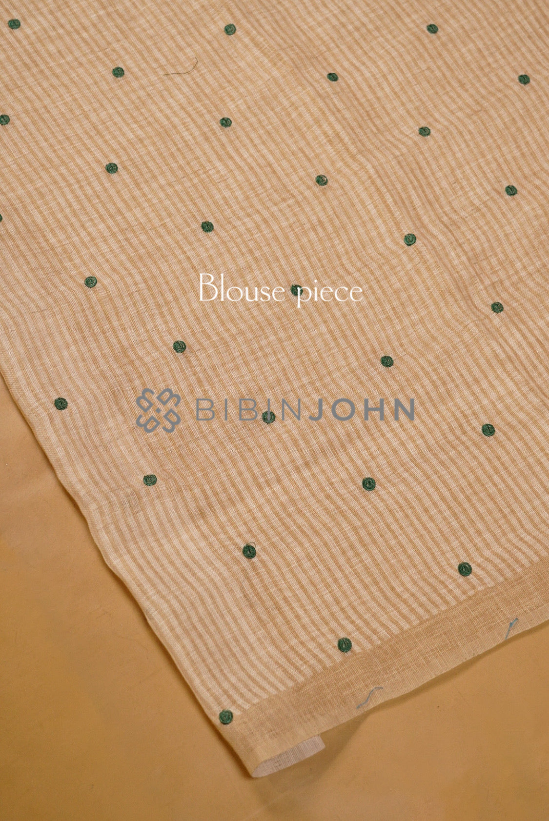 Art Linen Embroidery Saree For Women Beige Blouse Piece.