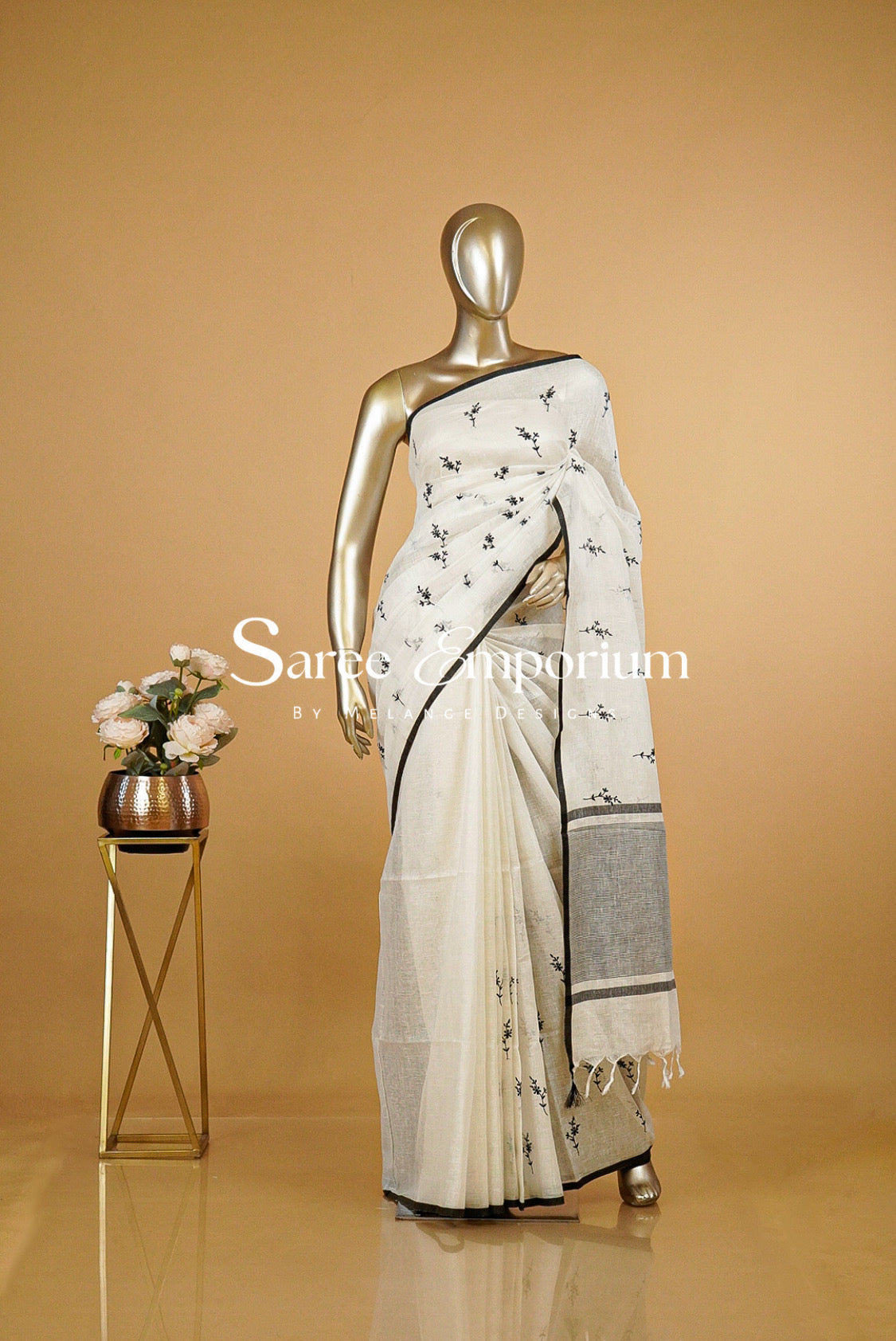 Linen Embroidery Saree MDS0213