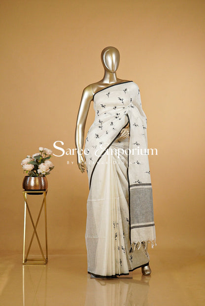 Linen Embroidery Saree MDS0213