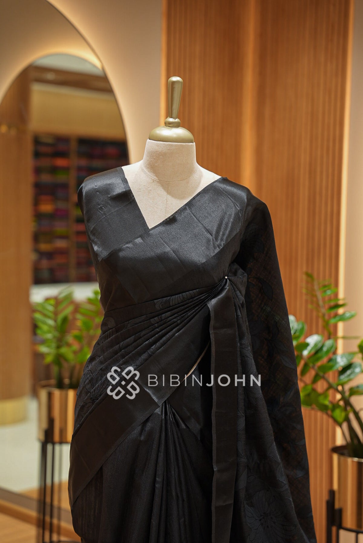 Silk Embroidery Saree Black BJ1027