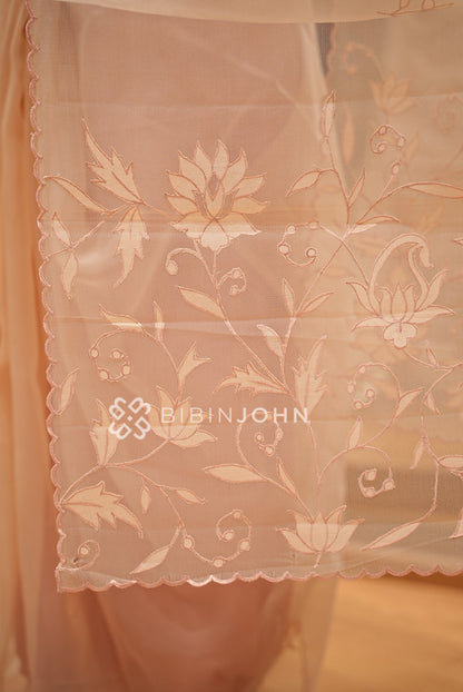 Organza Embroidery Saree Blush-Peach BJ1021