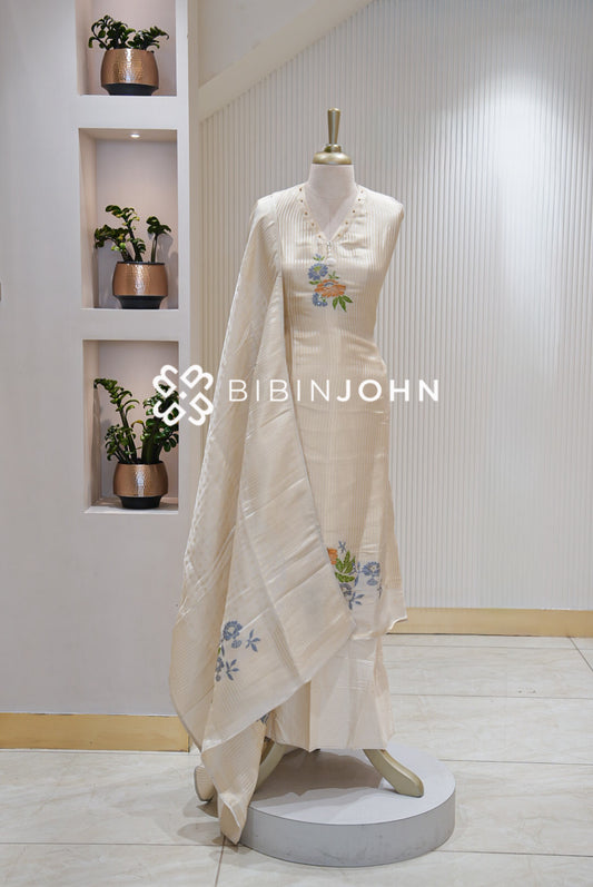 Semistitched Silk Banarasi Salwar Suit Material BJ2308