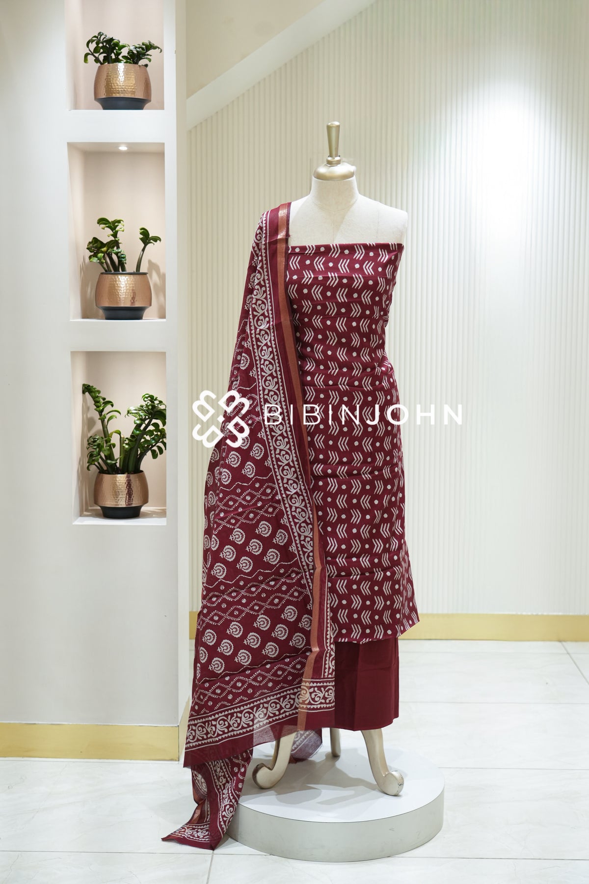 Art Maheshwari Unstitched Salwar Suit Material Maroon BJ2224