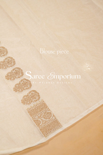 Banarasi Silk Saree For Women Ivory Cream