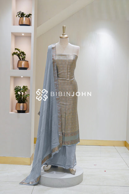 Banarasi Unstitched Salwar Suit Material Powder Blue BJ1863