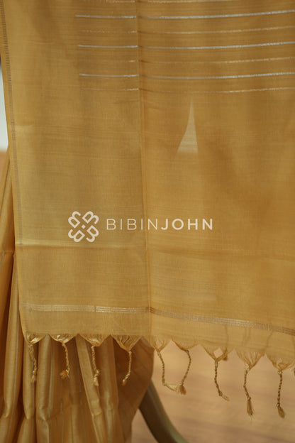 Semi Tussar Weaving Saree For Women Champagne Gold BJ2312