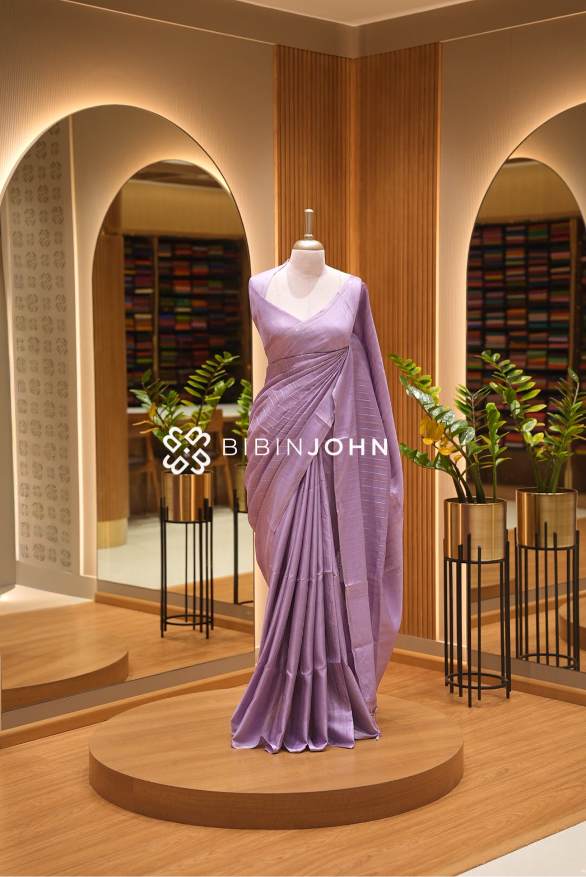 Semi Tussar Weaving Saree For Women Lavender BJ2309