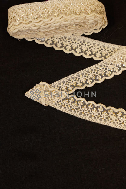 Net Embroidery Lace Off White