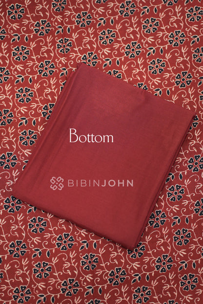 Cotton Embroidery Unstitched Salwar Suit Material Rust Red  BOTTOM