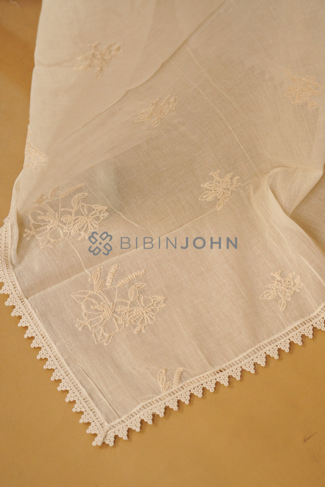 Mul Cotton Embroidery Dupatta For Women side view.