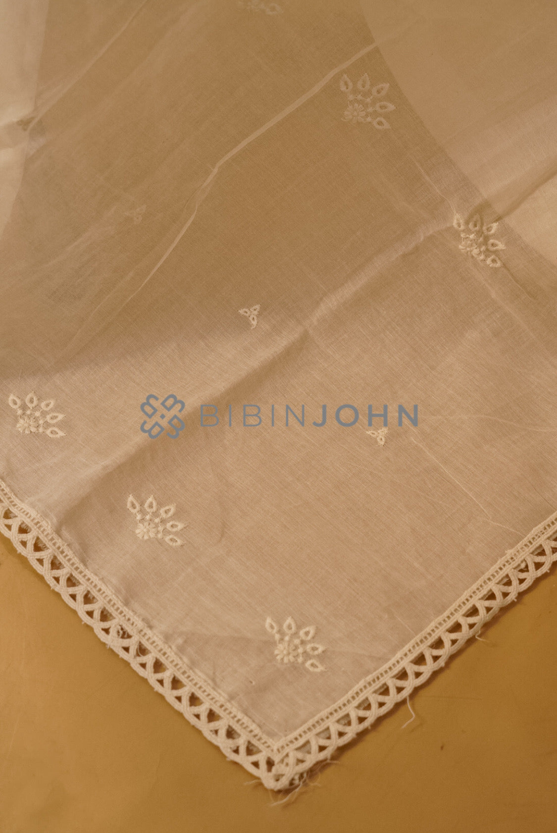 Cotton Lace Dupatta For Women Off White close view.