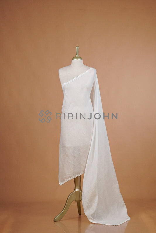 Cotta Lace Dupatta For Women White