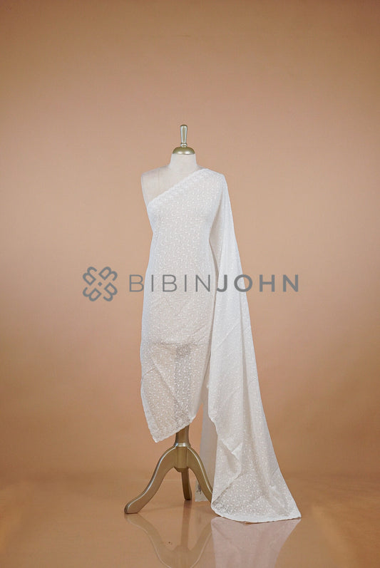 Cotton Embroidery Dupatta White