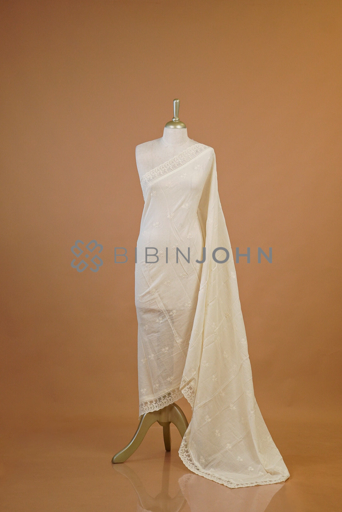 Cotton Embroidery Dupatta For Women Off White 