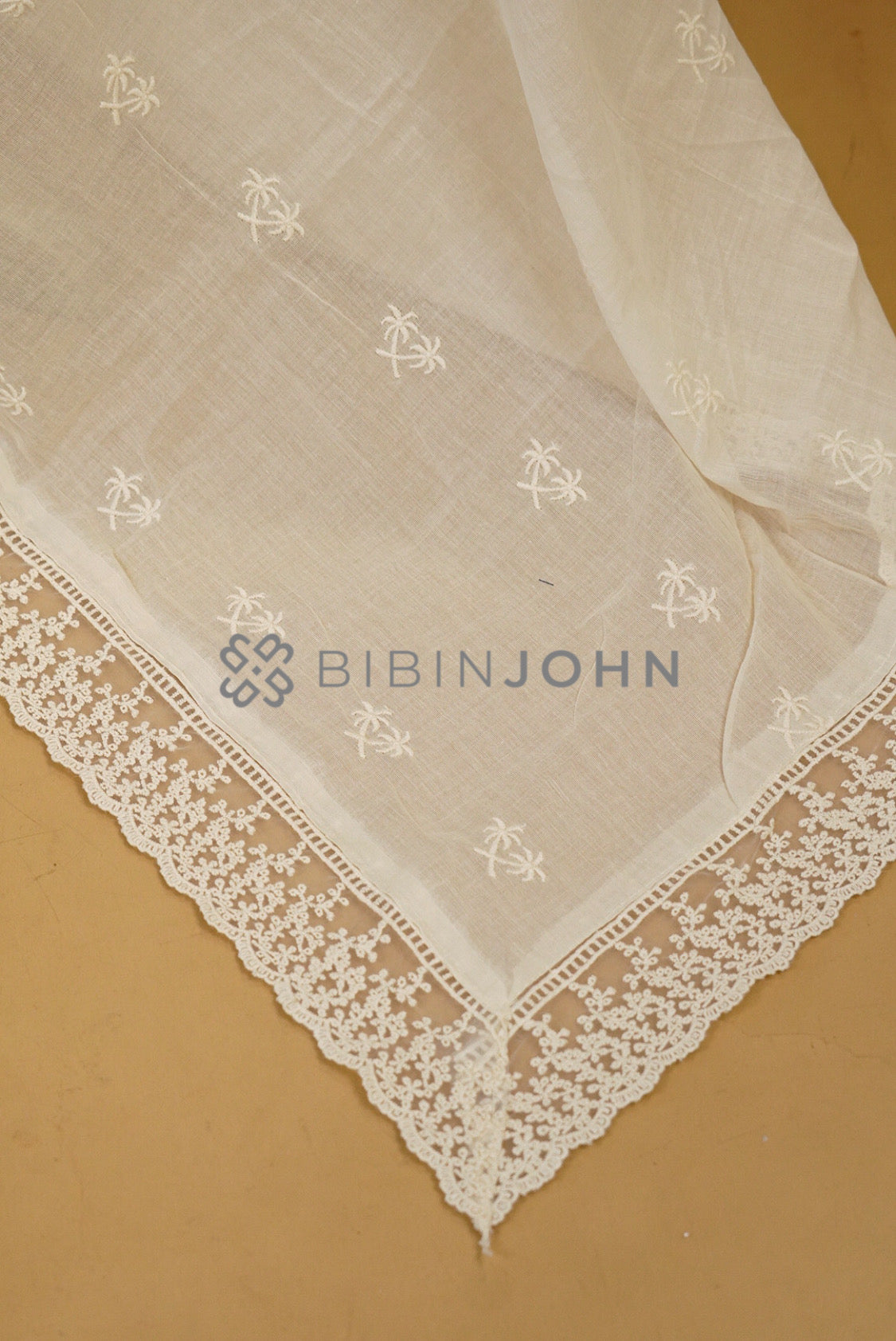Cotton Embroidery Dupatta For Women Off White side view