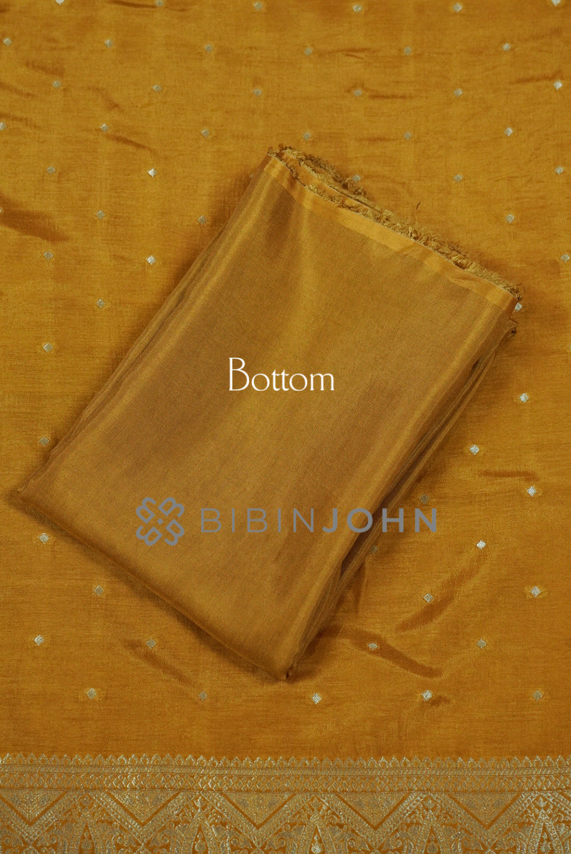 Silk Banarasi Unstitched Salwar Suit Material Mustard Gold bottom