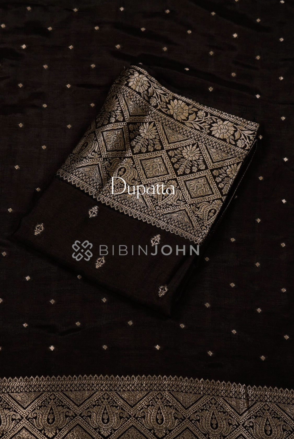 Silk Banarasi Unstitched Salwar Suit Material Black  dupatta