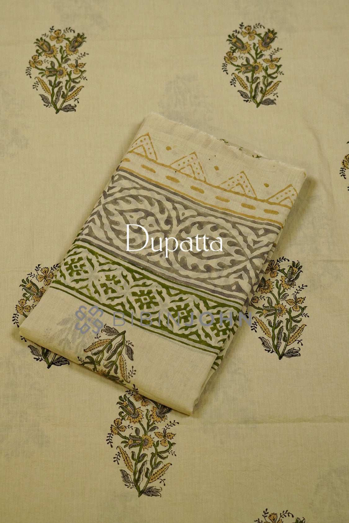 Printed Cotton Unstitched Salwar Suit Material Pistachio  dupatta