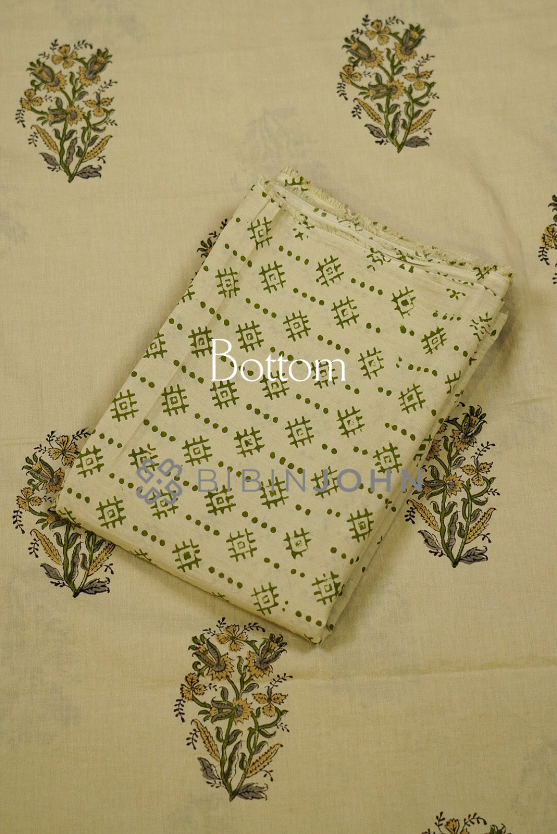 Printed Cotton Unstitched Salwar Suit Material Pistachio  bottom