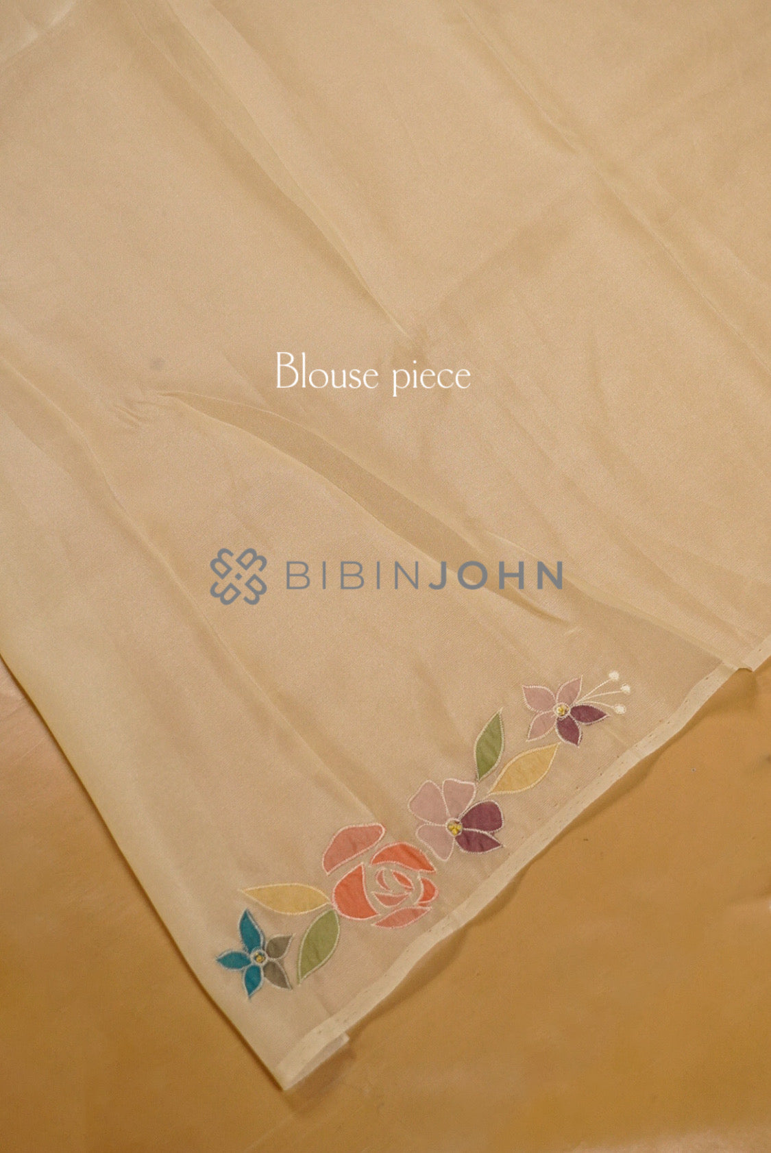 Tissue Organza Embroidery Saree For Women Ivory Cream Blouse Piece.