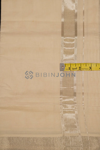 Cotton Dhoti For Men Off White close view.