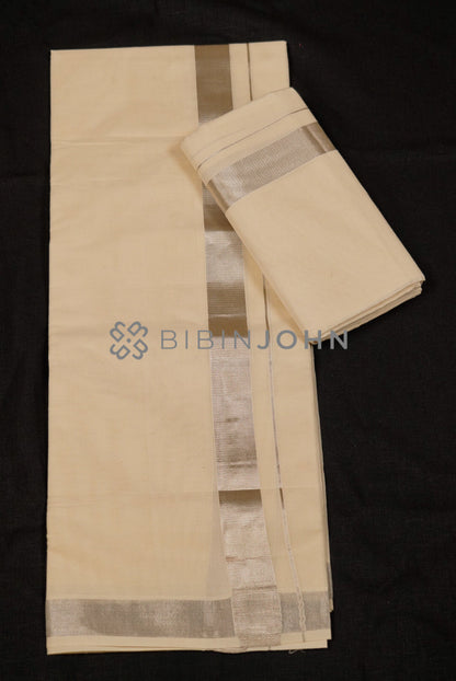 Cotton Dhoti For Men Off White full view.