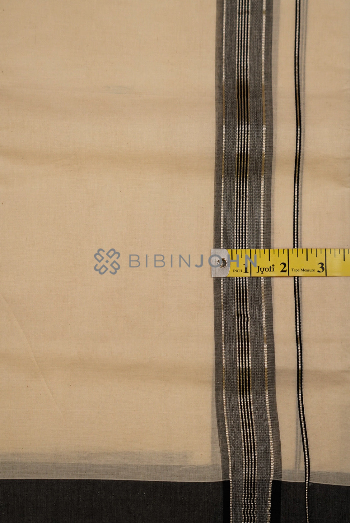 Cotton Dhoti For Men Off White close view.