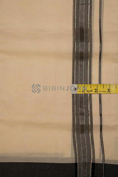 Cotton Dhoti For Men Off White close view.