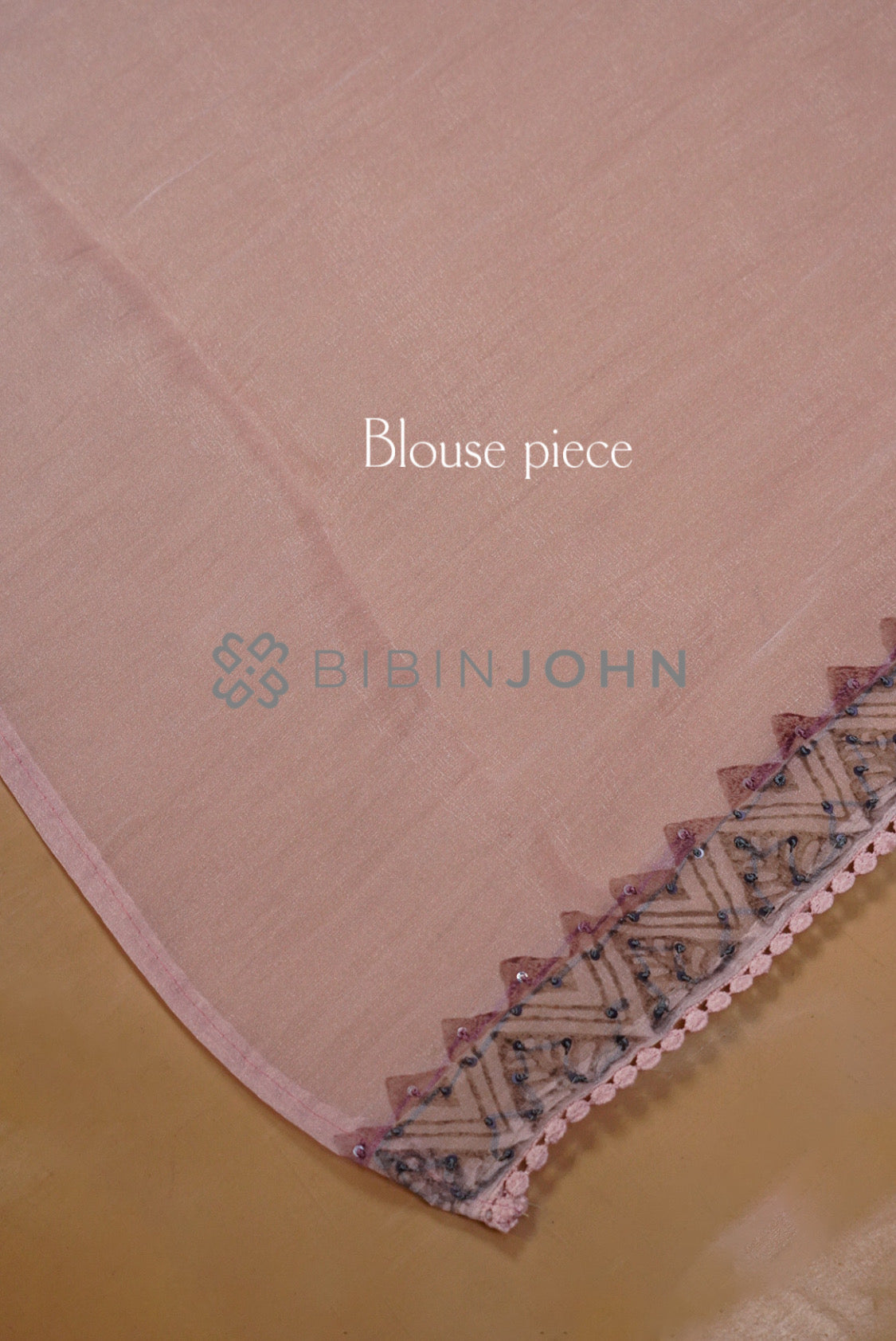 Tissue Organza Embroidery Saree For Women Blush Pink BLOUSE PIECE