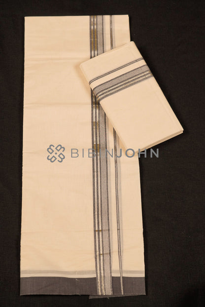 Cotton Dhoti For Men Off White  FULL VIEW